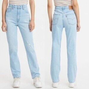 NWT Levi's High Rise 70s Jeans Size 31 Slim Straight Light Blue Wash Denim